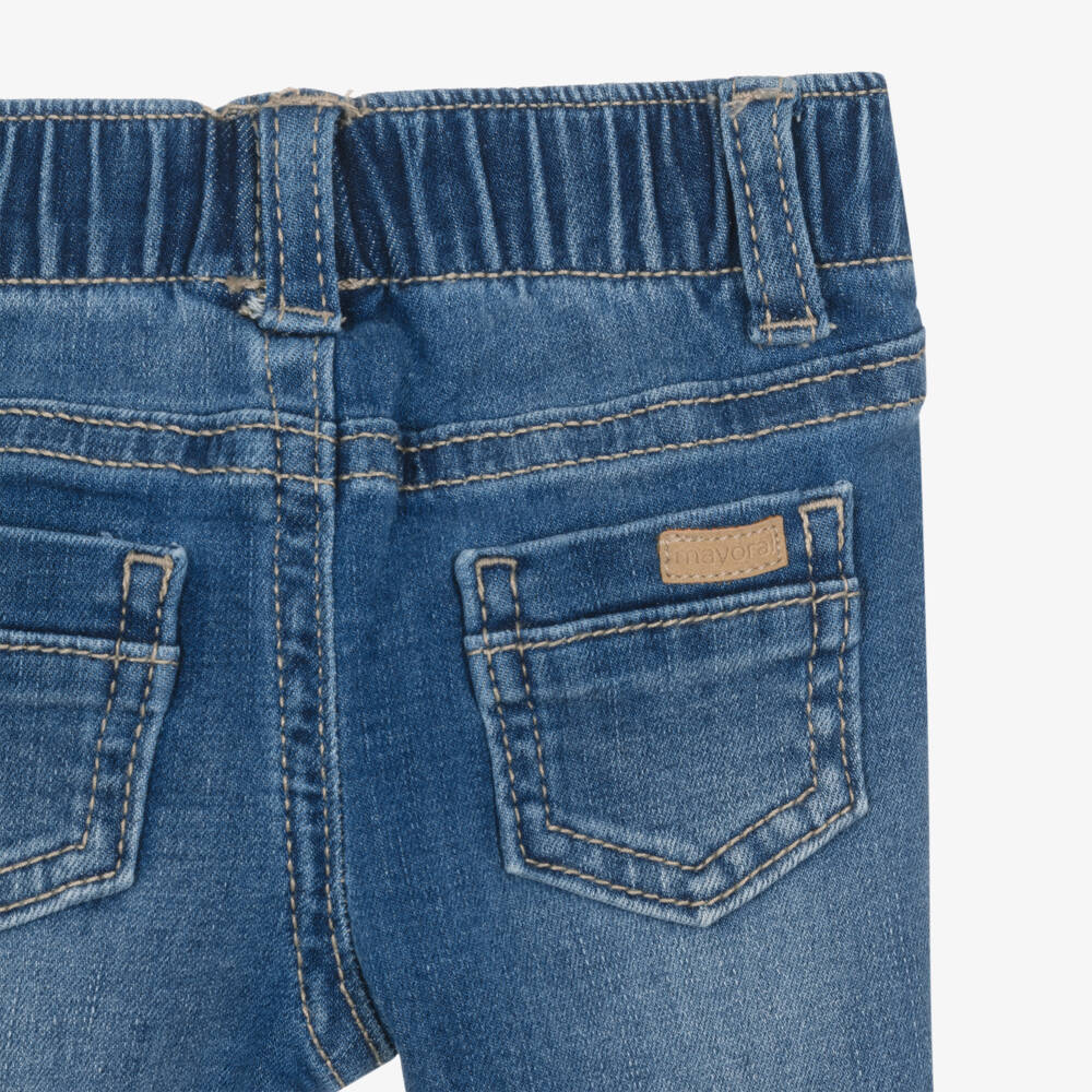 Mayoral Newborn-Blue Denim Elasticated Baby Jeans | Childrensalon