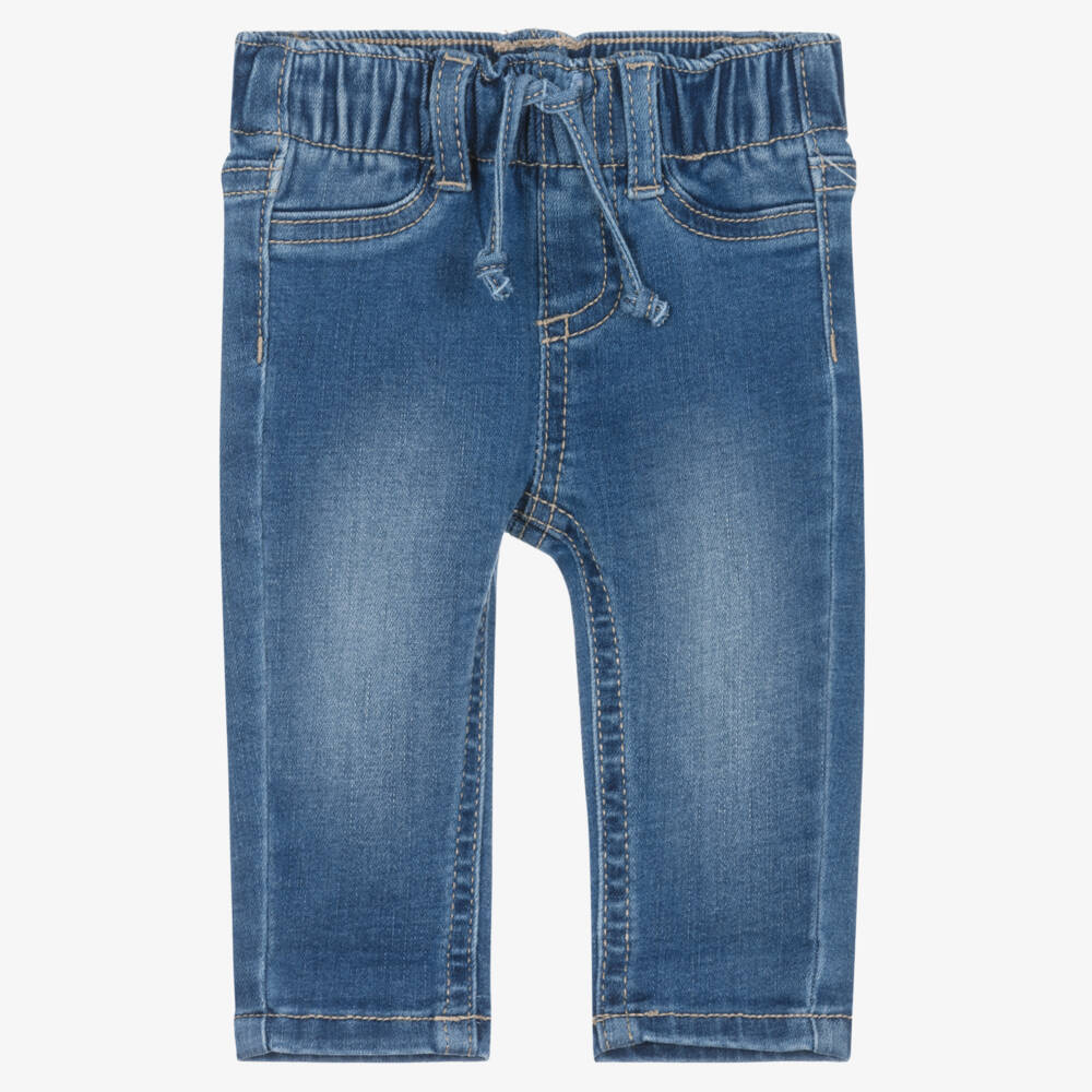 Mayoral Newborn-Blue Denim Elasticated Baby Jeans | Childrensalon
