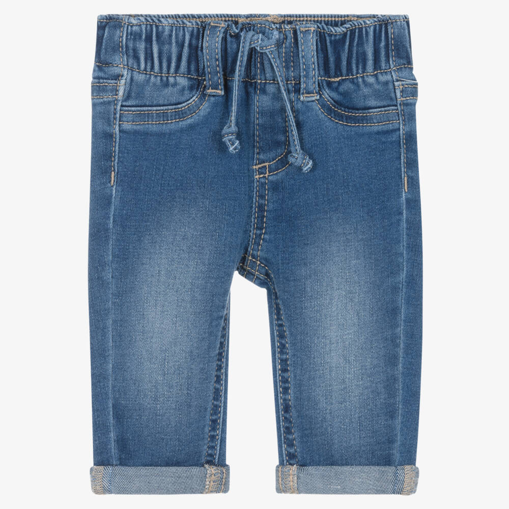 Mayoral Newborn-Blue Denim Elasticated Baby Jeans | Childrensalon