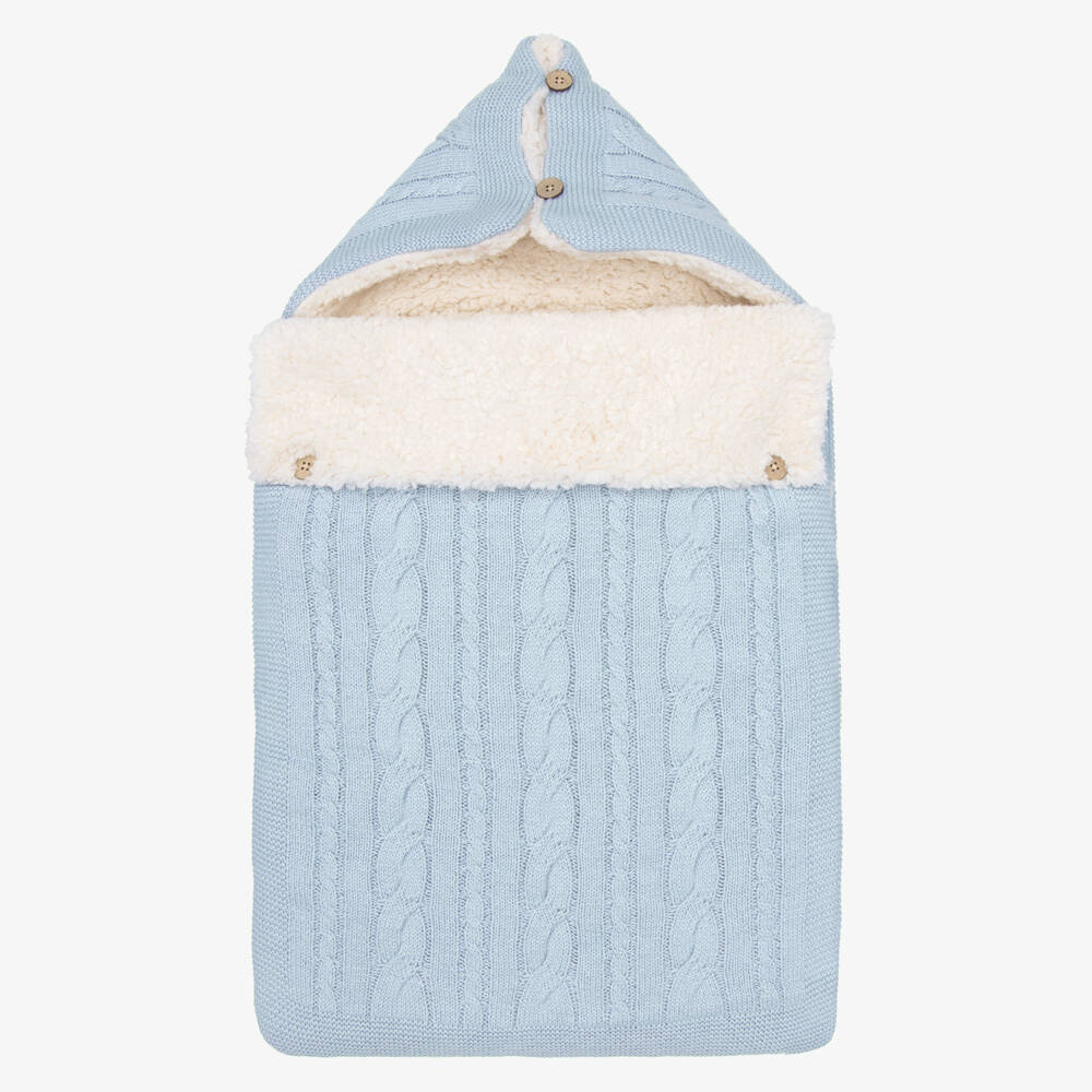 Mayoral Newborn-Blue Faux Fur Lined Knitted Nest | Childrensalon