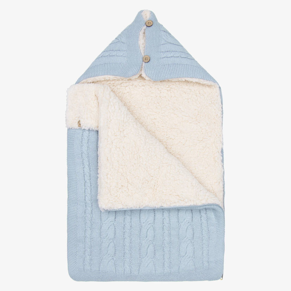 Mayoral Newborn-Blue Faux Fur Lined Knitted Nest | Childrensalon