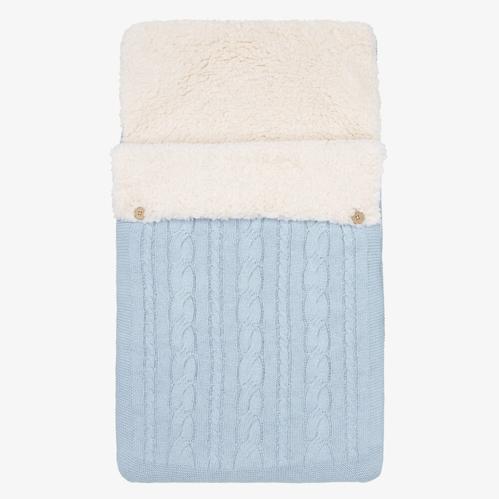 Mayoral Newborn-Blue Faux Fur Lined Knitted Nest | Childrensalon