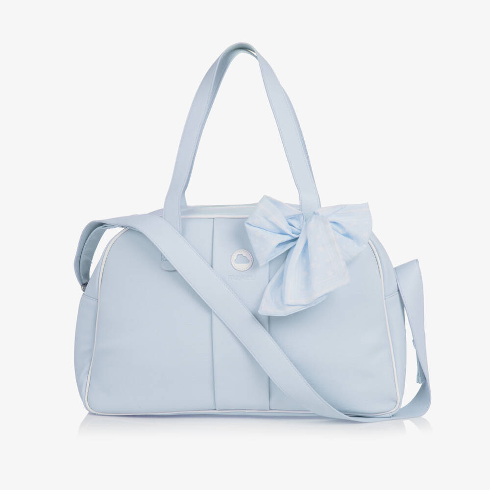 Mayoral-Blue Faux Leather Bow Changing Bag (46cm) | Childrensalon
