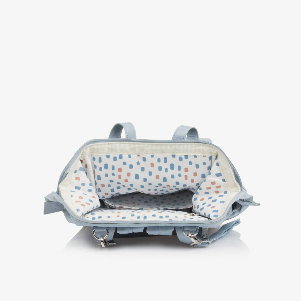 Mayoral-Blue Grained Faux Leather Changing Backpack (38cm) | Childrensalon