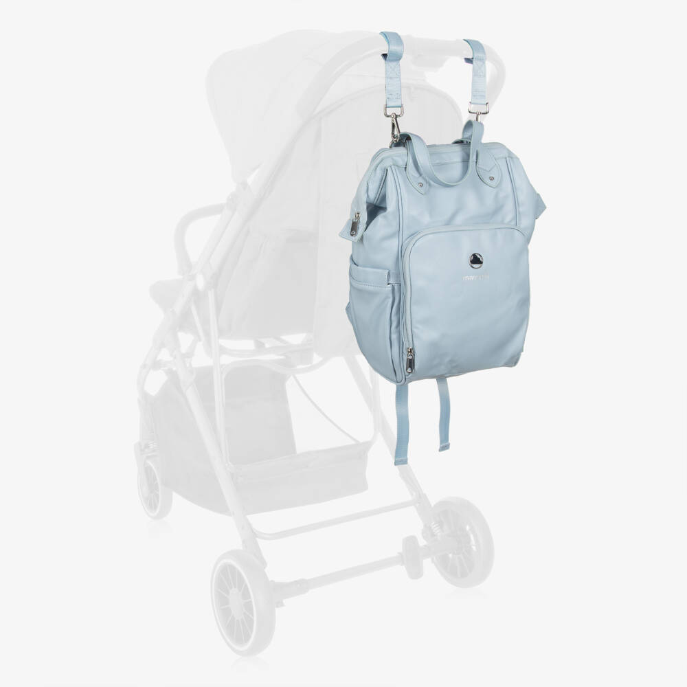Mayoral-Blue Grained Faux Leather Changing Backpack (38cm) | Childrensalon
