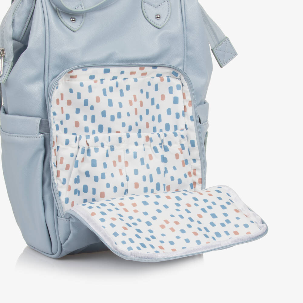 Mayoral-Blue Grained Faux Leather Changing Backpack (38cm) | Childrensalon