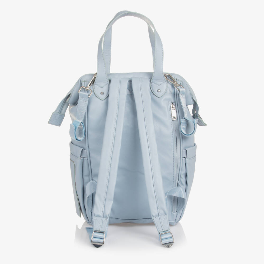 Mayoral-Blue Grained Faux Leather Changing Backpack (38cm) | Childrensalon