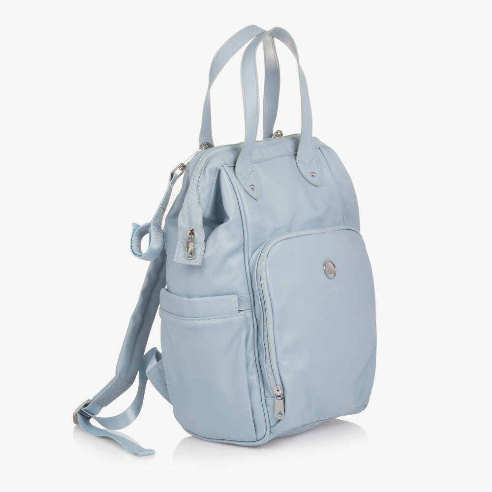 Mayoral-Blue Grained Faux Leather Changing Backpack (38cm) | Childrensalon