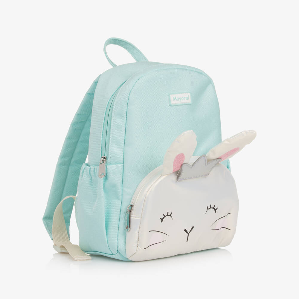 Mayoral Newborn-Blue & White Canvas Bunny Backpack (27cm) | Childrensalon