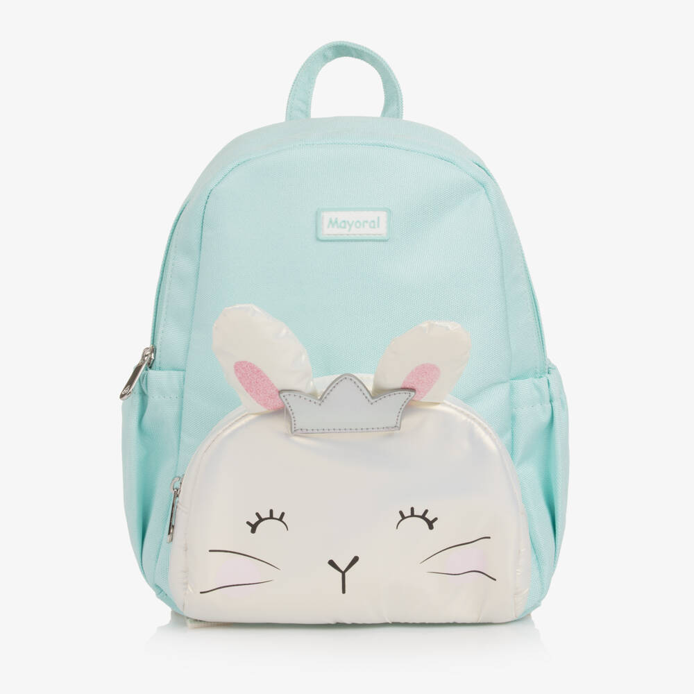 Mayoral Newborn-Blue & White Canvas Bunny Backpack (27cm) | Childrensalon