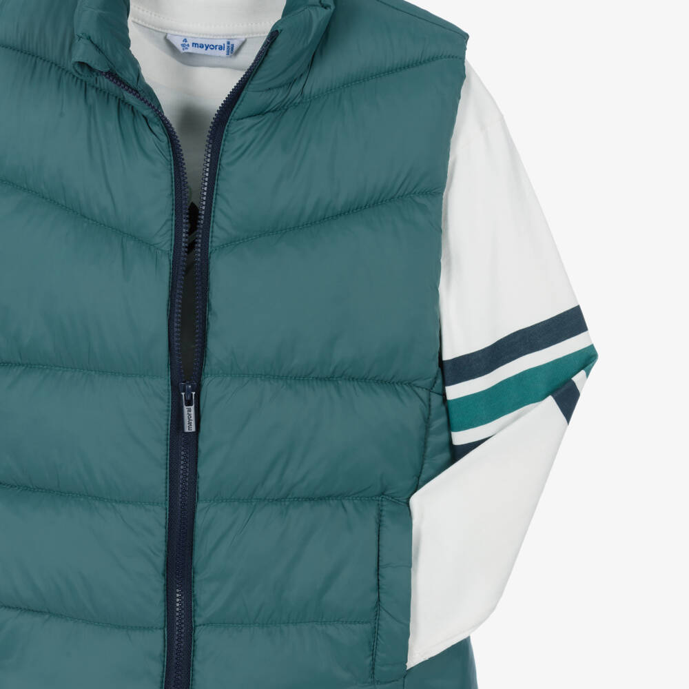 Mayoral-Boys 3 Piece Jogger Set with Green Gilet | Childrensalon