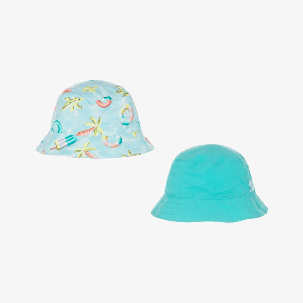 Mayoral-طقم شورت سباحة وقبعة لون أزرق أكوا للأولاد (UPF40+) | Childrensalon