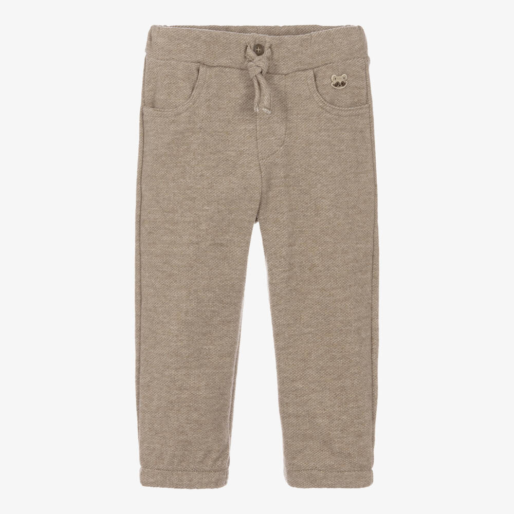 Mayoral-Boys Beige Brushed Jersey Joggers | Childrensalon