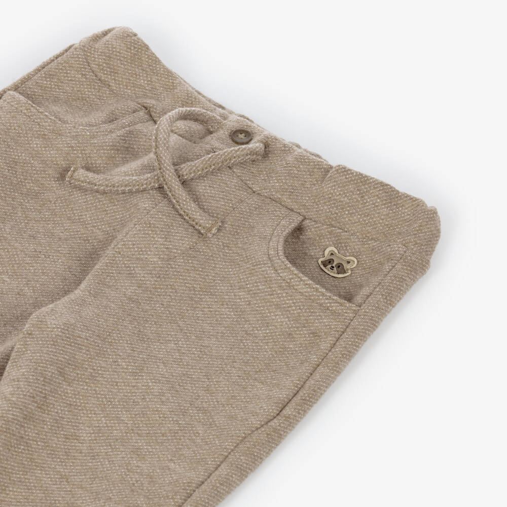 Mayoral-Boys Beige Brushed Jersey Joggers | Childrensalon