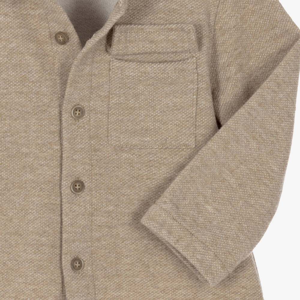 Mayoral-Boys Beige Brushed Jersey Shirt | Childrensalon
