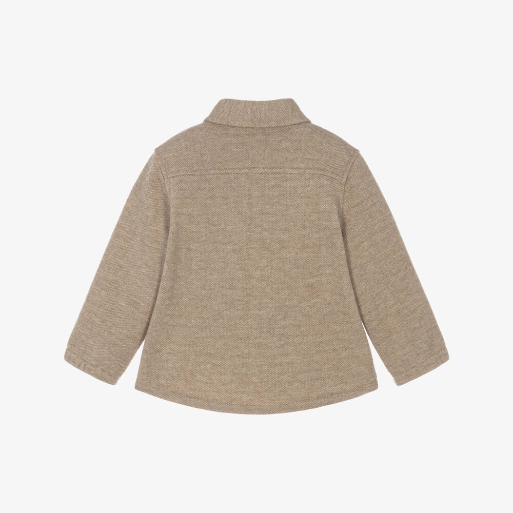 Mayoral-Boys Beige Brushed Jersey Shirt | Childrensalon