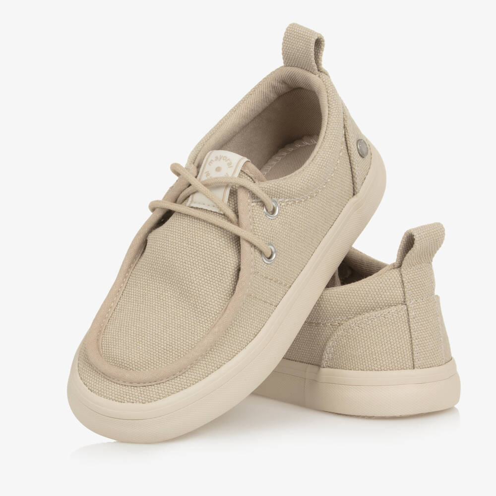 Mayoral-Boys Beige Canvas Loafers | Childrensalon
