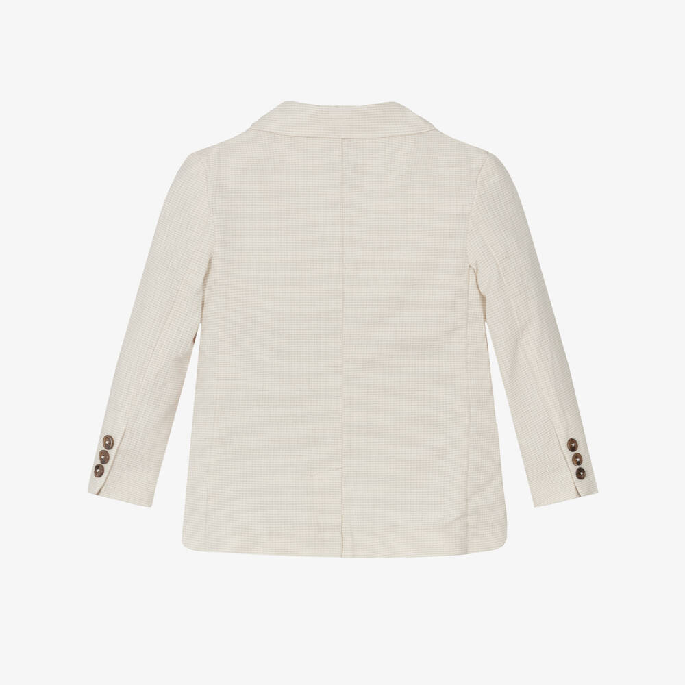Mayoral-Boys Beige Check Cotton Blazer | Childrensalon