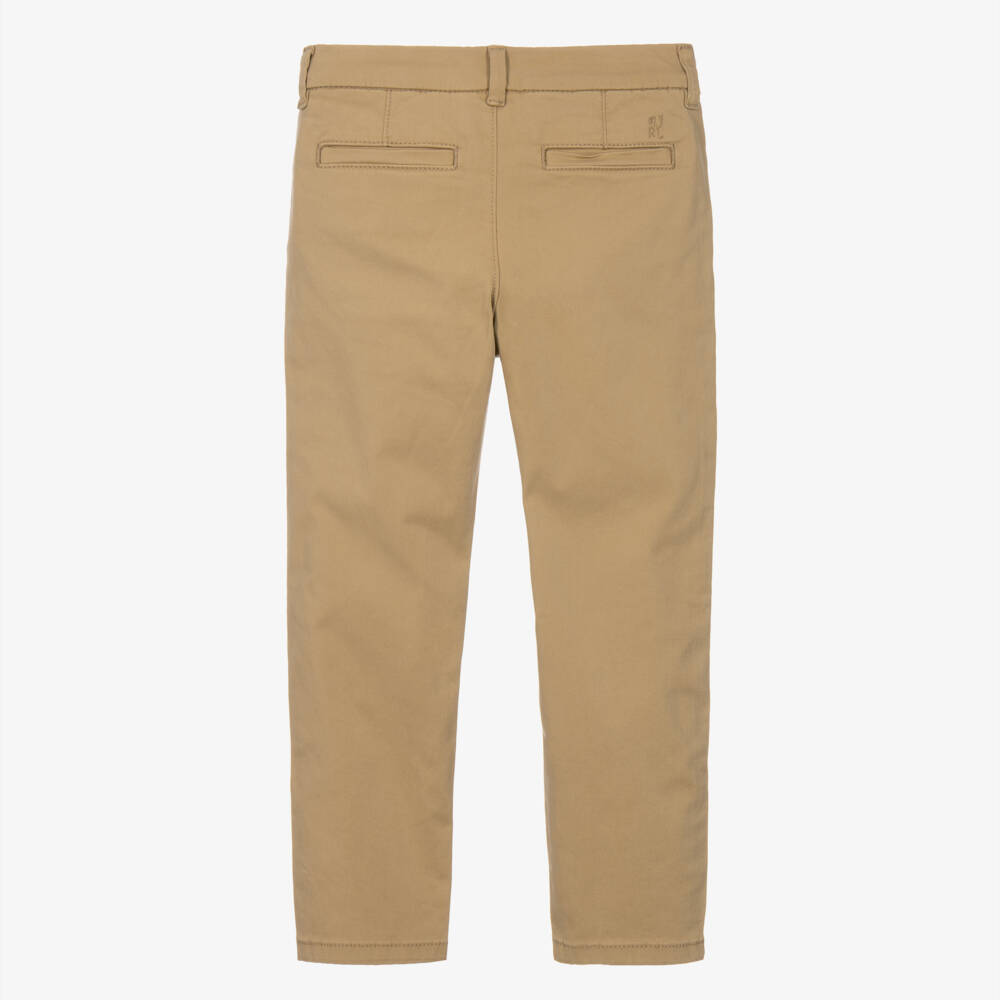 Mayoral-Boys Beige Chino Trousers in Brushed Twill | Childrensalon