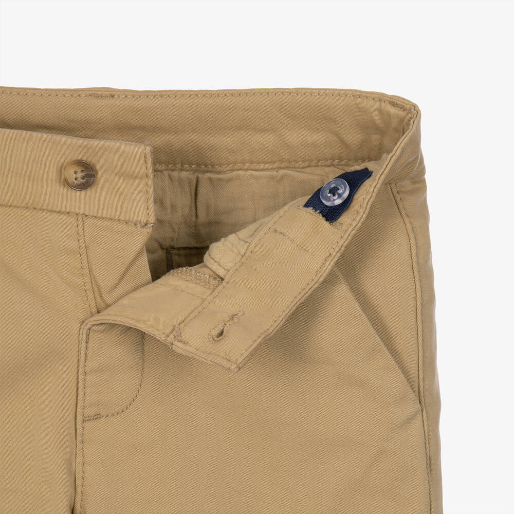 Mayoral-Boys Beige Chino Trousers in Brushed Twill | Childrensalon