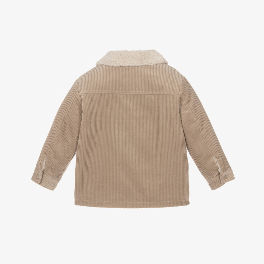 Mayoral-Boys Beige Corduroy Jacket with Fleece Lining | Childrensalon