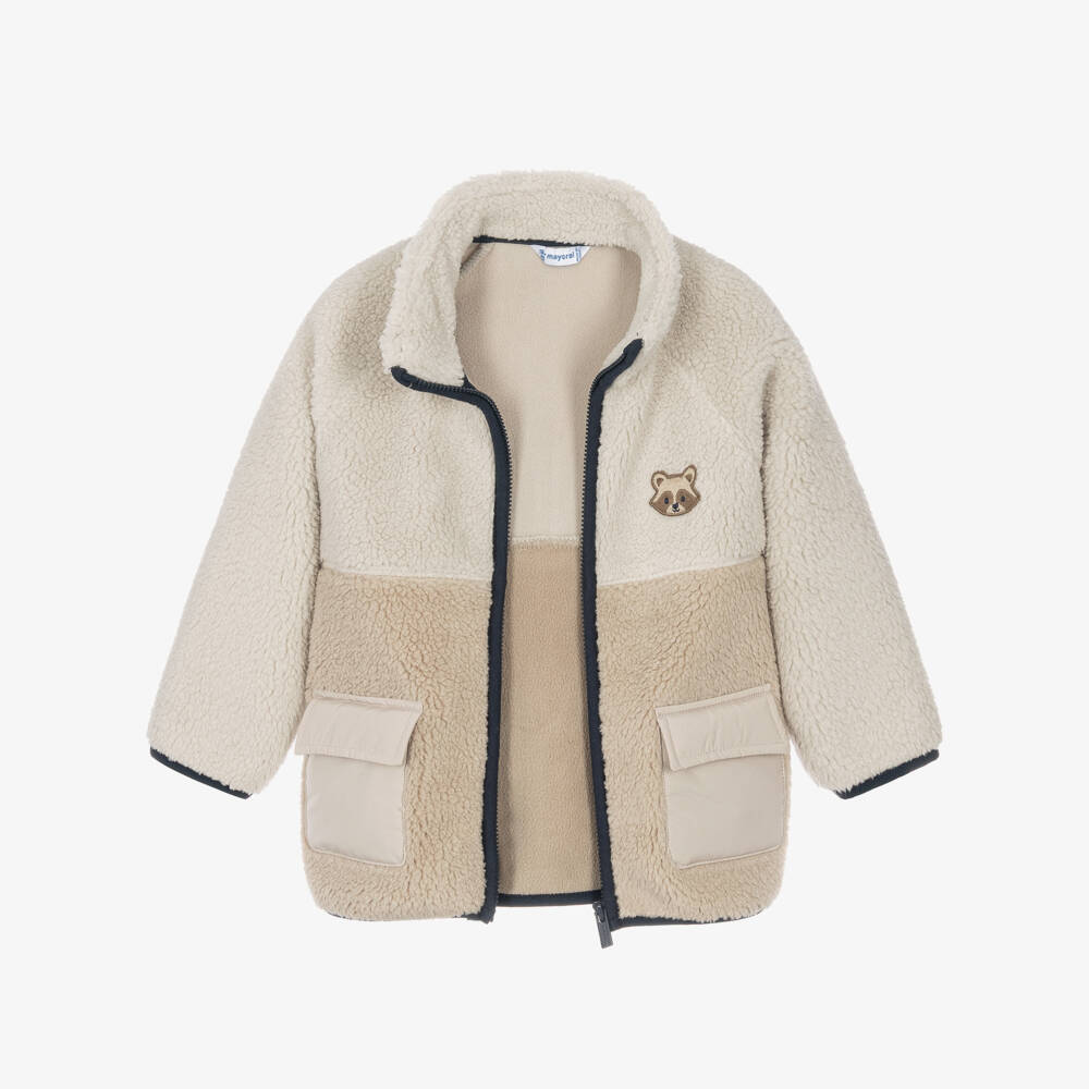 Mayoral-Boys Beige Cosy Fleece Jacket | Childrensalon