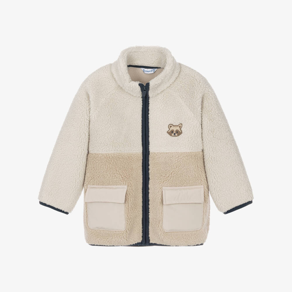 Mayoral-Boys Beige Cosy Fleece Jacket | Childrensalon