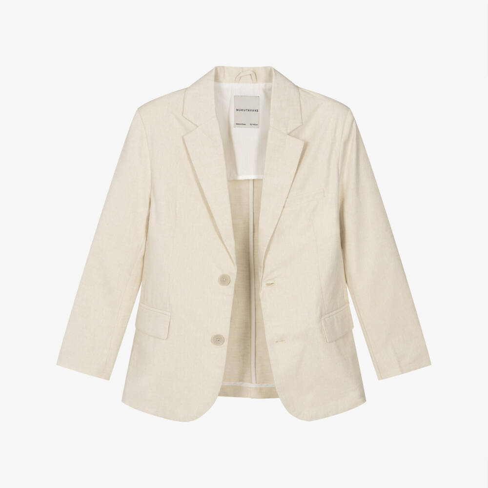 Mayoral Nukutavake-Boys Beige Cotton Blazer | Childrensalon