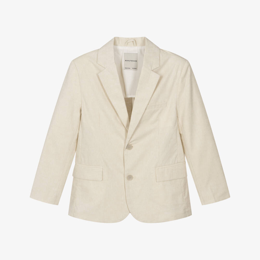 Mayoral Nukutavake-Boys Beige Cotton Blazer | Childrensalon