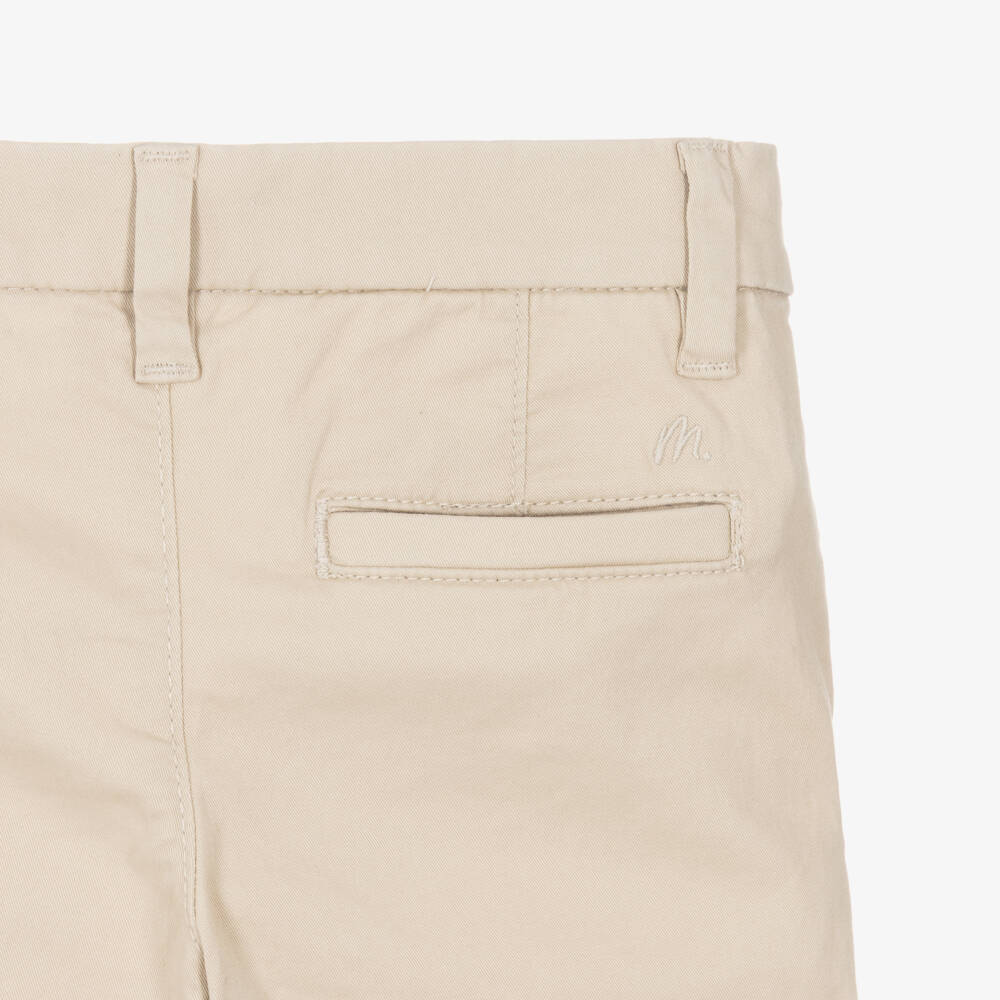 Mayoral-Boys Beige Cotton Chino Trousers | Childrensalon