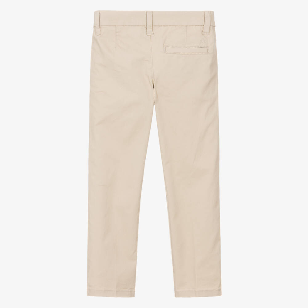 Mayoral-Boys Beige Cotton Chino Trousers | Childrensalon