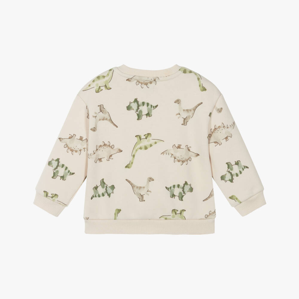 Mayoral-Boys Beige Cotton Dino Pattern Sweatshirt | Childrensalon