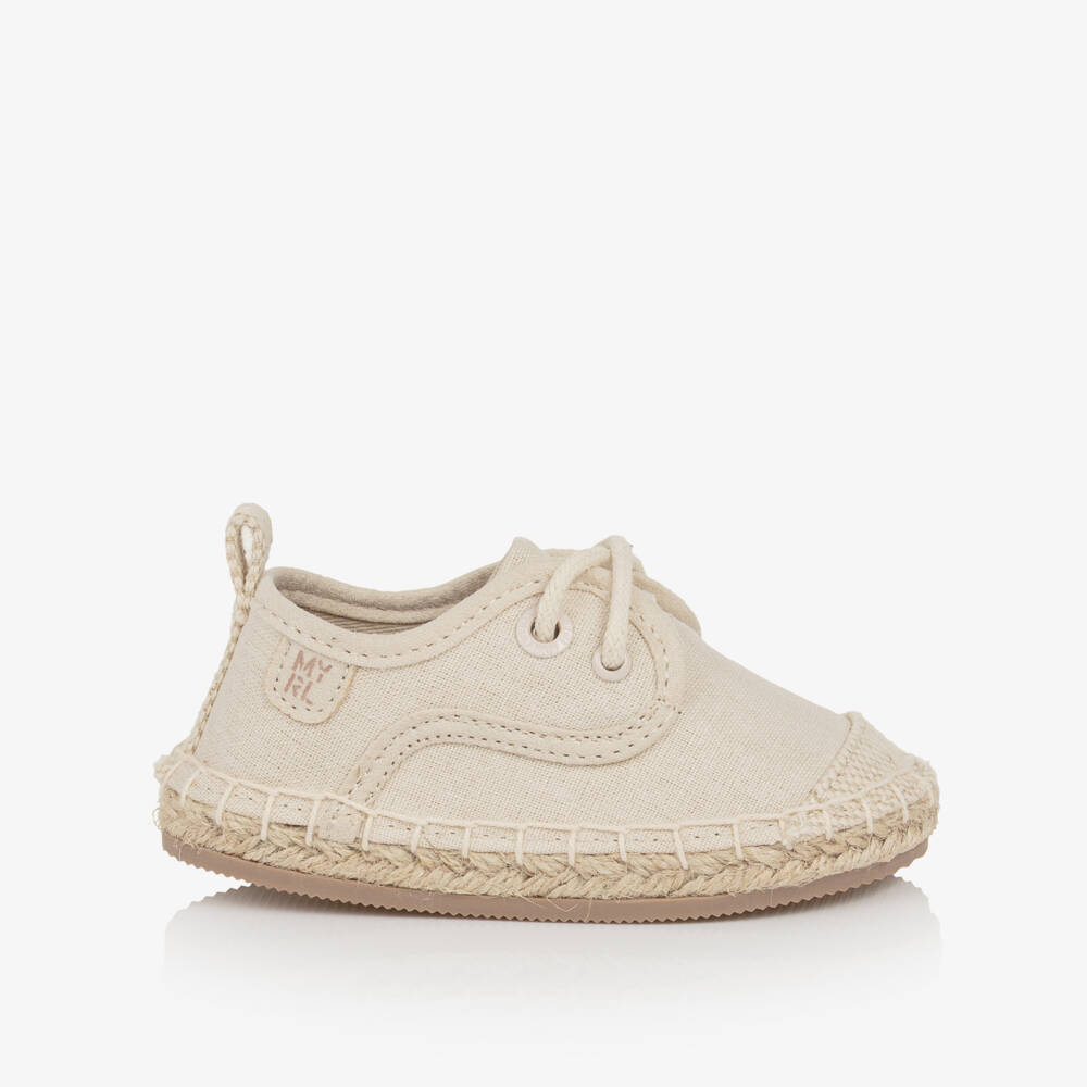 Mayoral-حذاء إسبادريل برباط قطن لون بيج للأولاد | Childrensalon