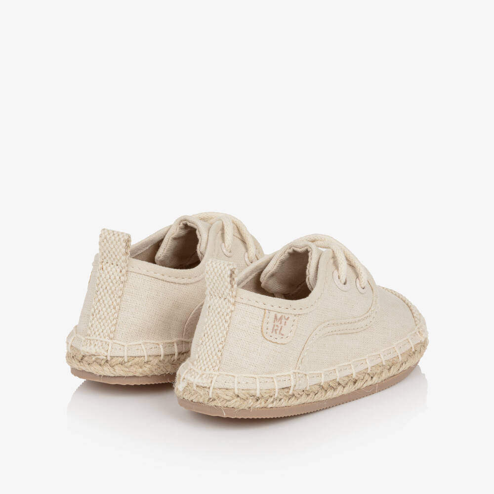 Mayoral-حذاء إسبادريل برباط قطن لون بيج للأولاد | Childrensalon