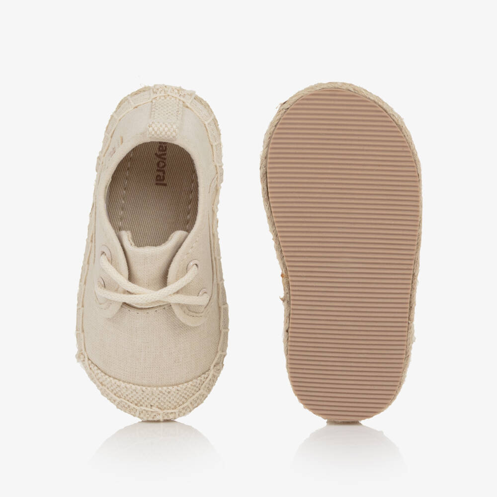Mayoral-حذاء إسبادريل برباط قطن لون بيج للأولاد | Childrensalon