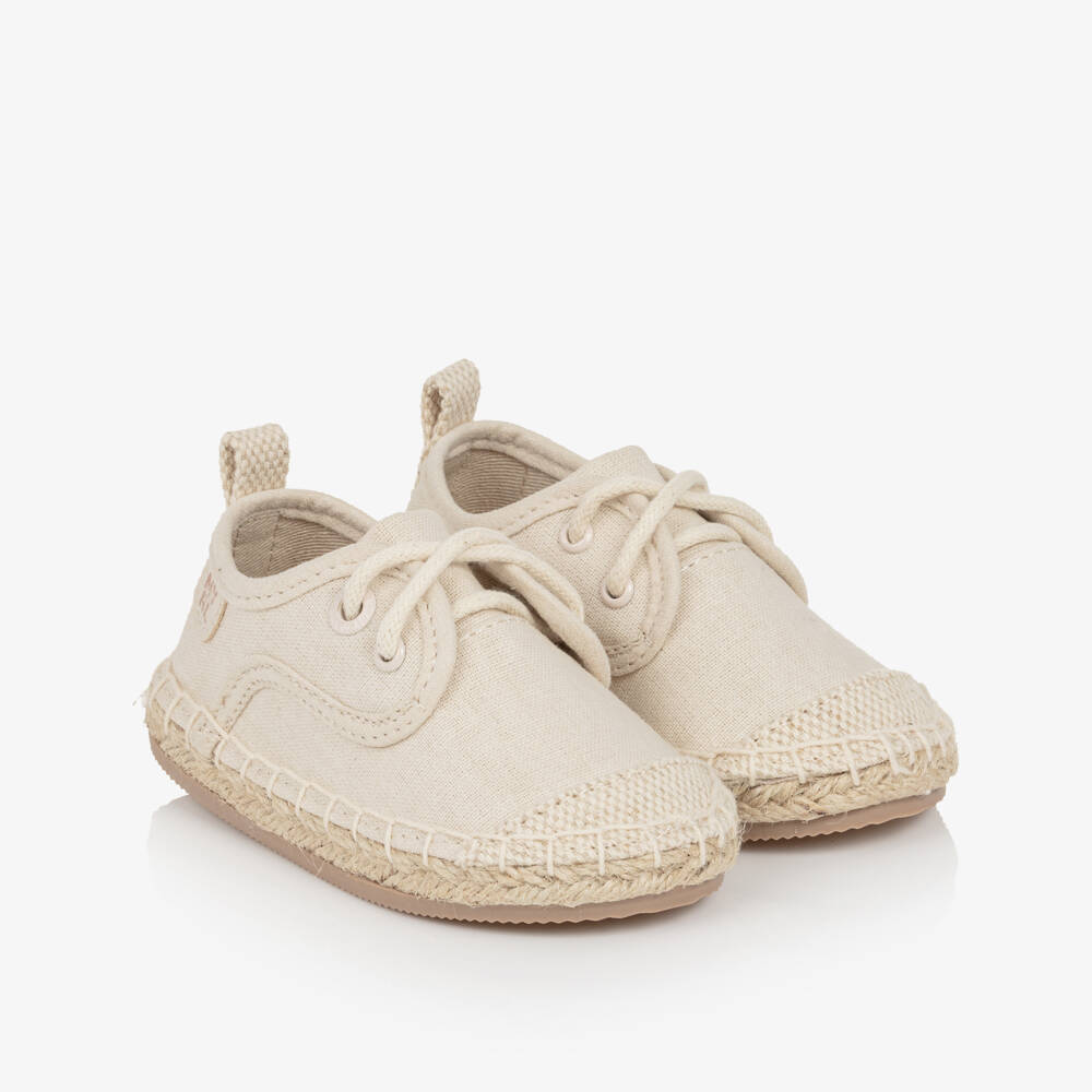 Mayoral-Boys Beige Cotton Espadrilles with Laces | Childrensalon