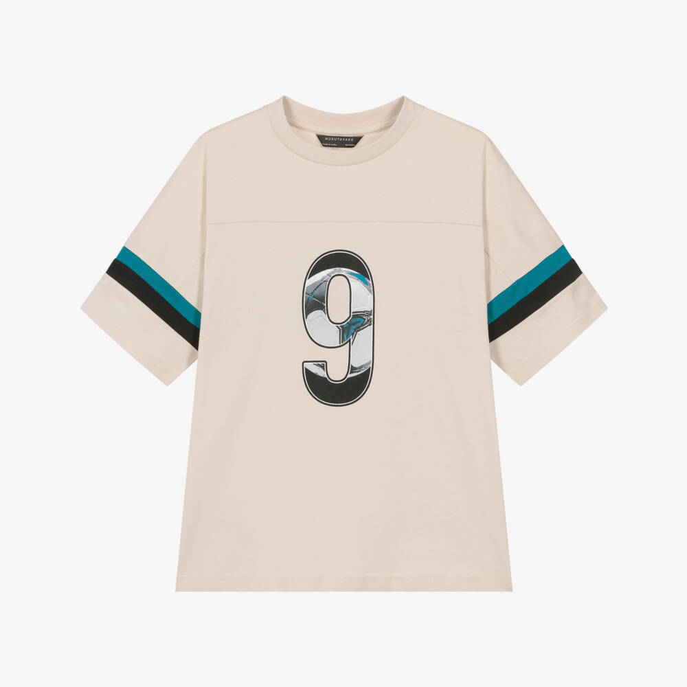 Mayoral Nukutavake-تيشيرت قطن بطبعة كرة قدم لون بيج للأولاد | Childrensalon