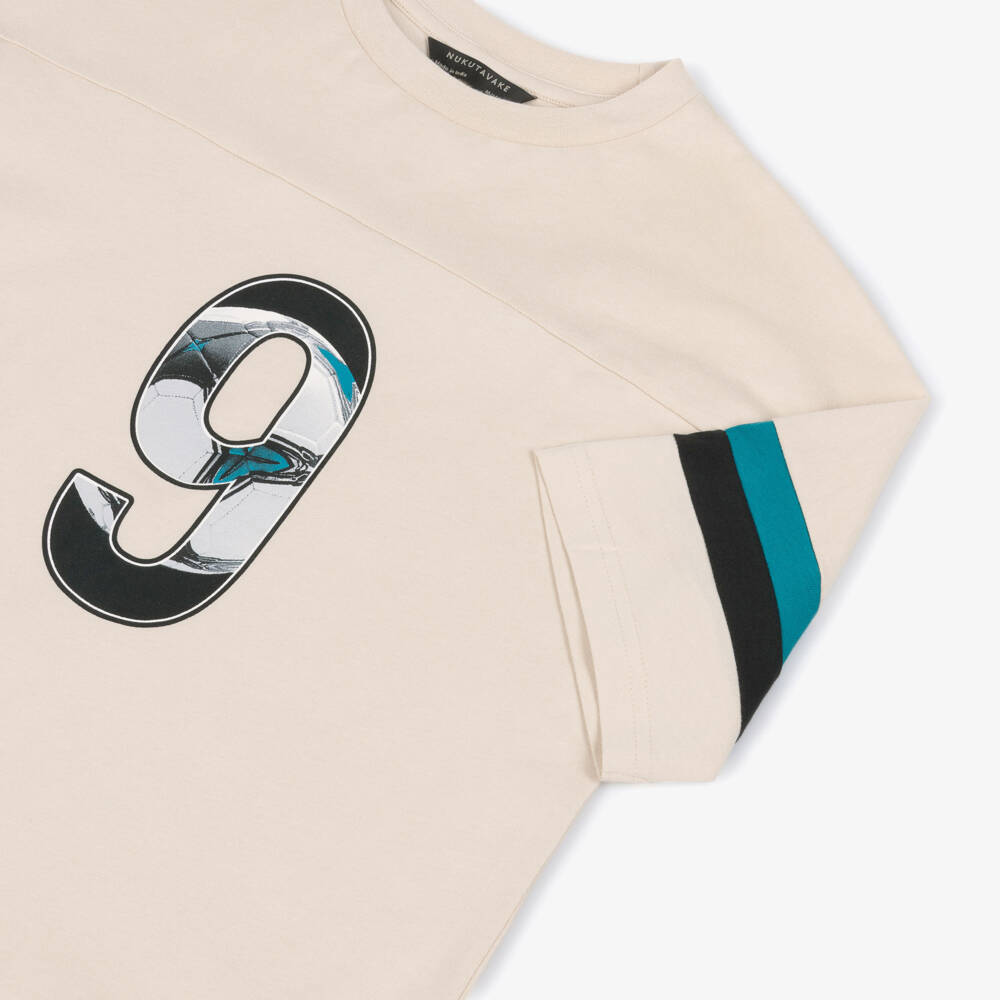 Mayoral Nukutavake-تيشيرت قطن بطبعة كرة قدم لون بيج للأولاد | Childrensalon