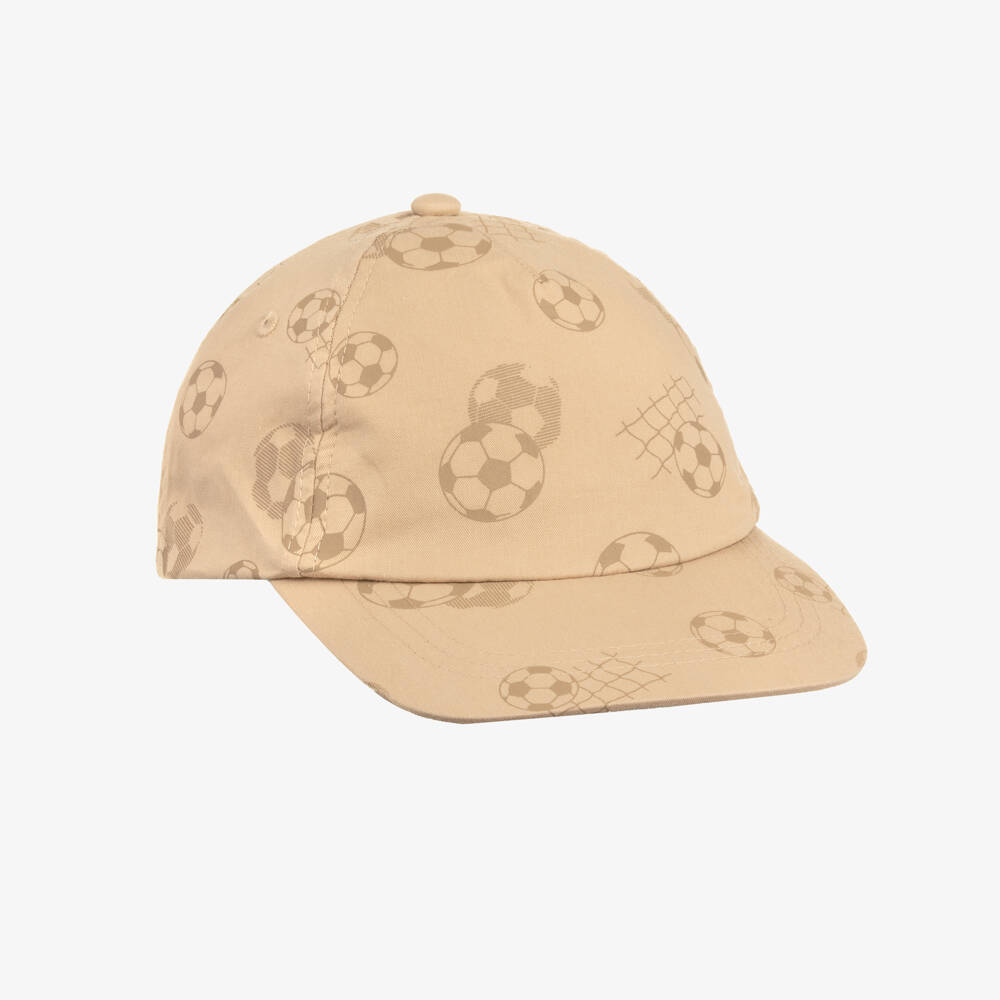 Mayoral-Boys Beige Cotton Football Print Cap | Childrensalon