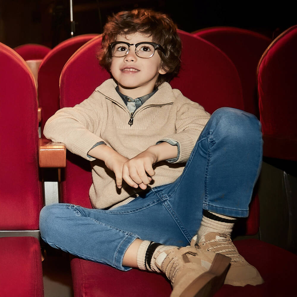 Mayoral-Boys Beige Cotton Half-Zip Sweater | Childrensalon