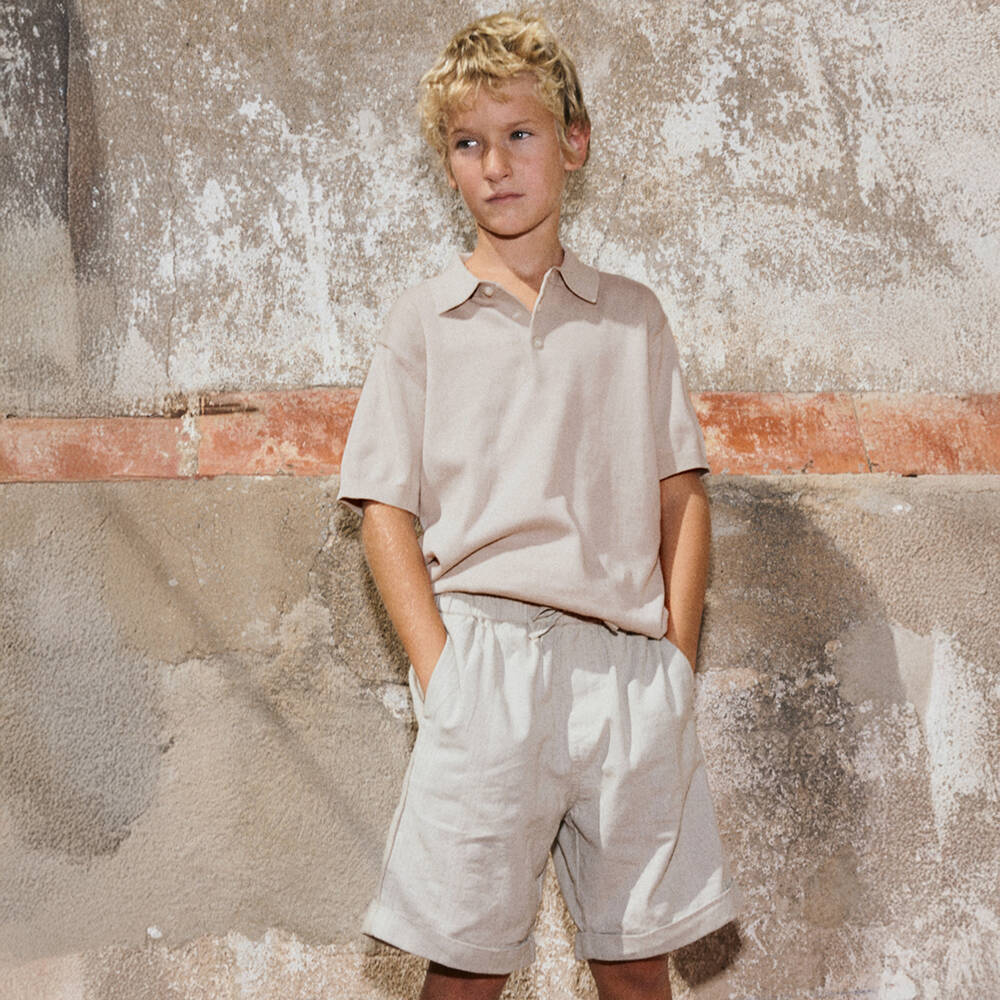 Mayoral Нукутаваке-Рубашка поло бежевая из хлопка для мальчиков | Childrensalon