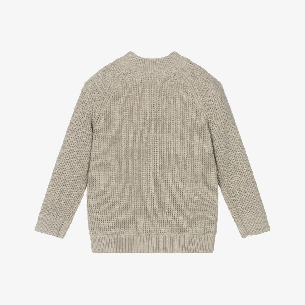 Mayoral-كارديغان بسحاب قطن محبوك لون بيج للأولاد | Childrensalon