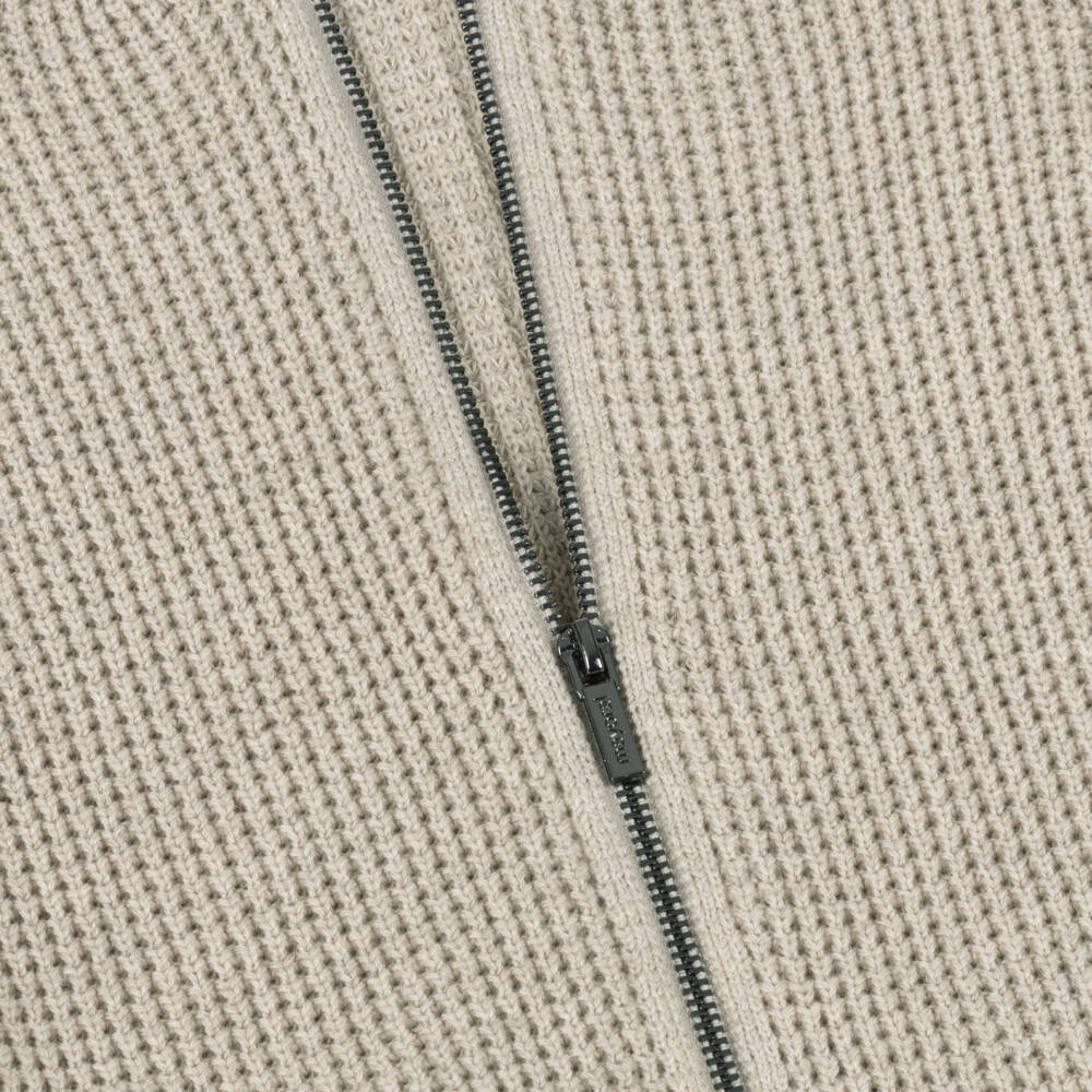 Mayoral-كارديغان بسحاب قطن محبوك لون بيج للأولاد | Childrensalon