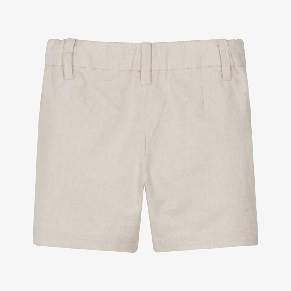 Mayoral-Boys Beige Cotton & Linen Shorts | Childrensalon