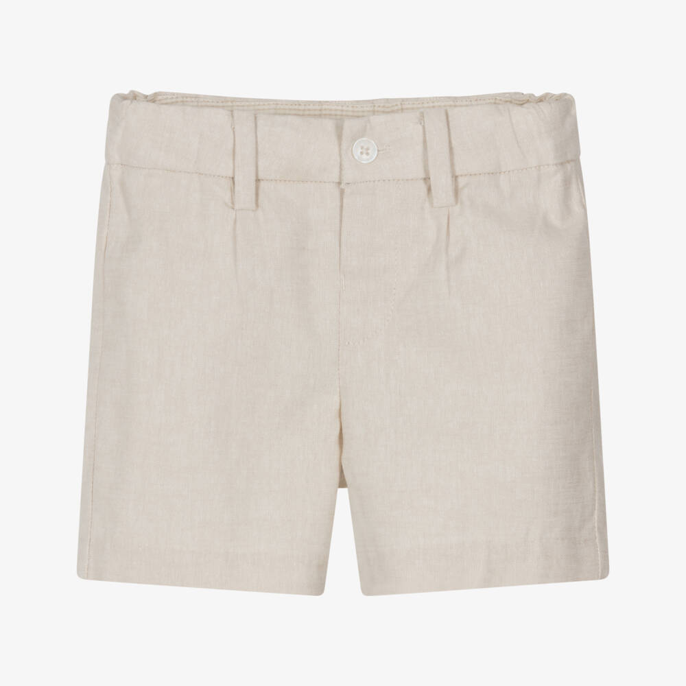 Mayoral-شورت مزيج قطن وكتان لون بيج للأولاد | Childrensalon