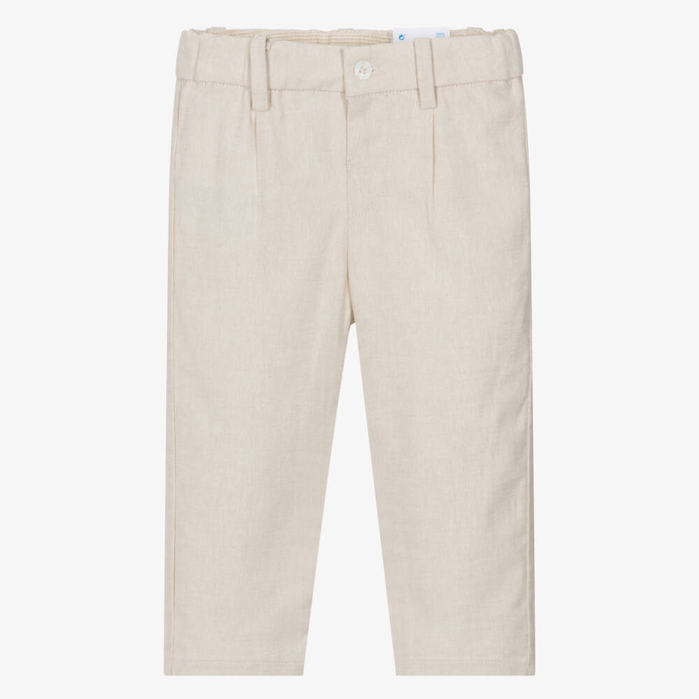 Mayoral-Бежевые брюки из хлопка и льна для мальчиков | Childrensalon