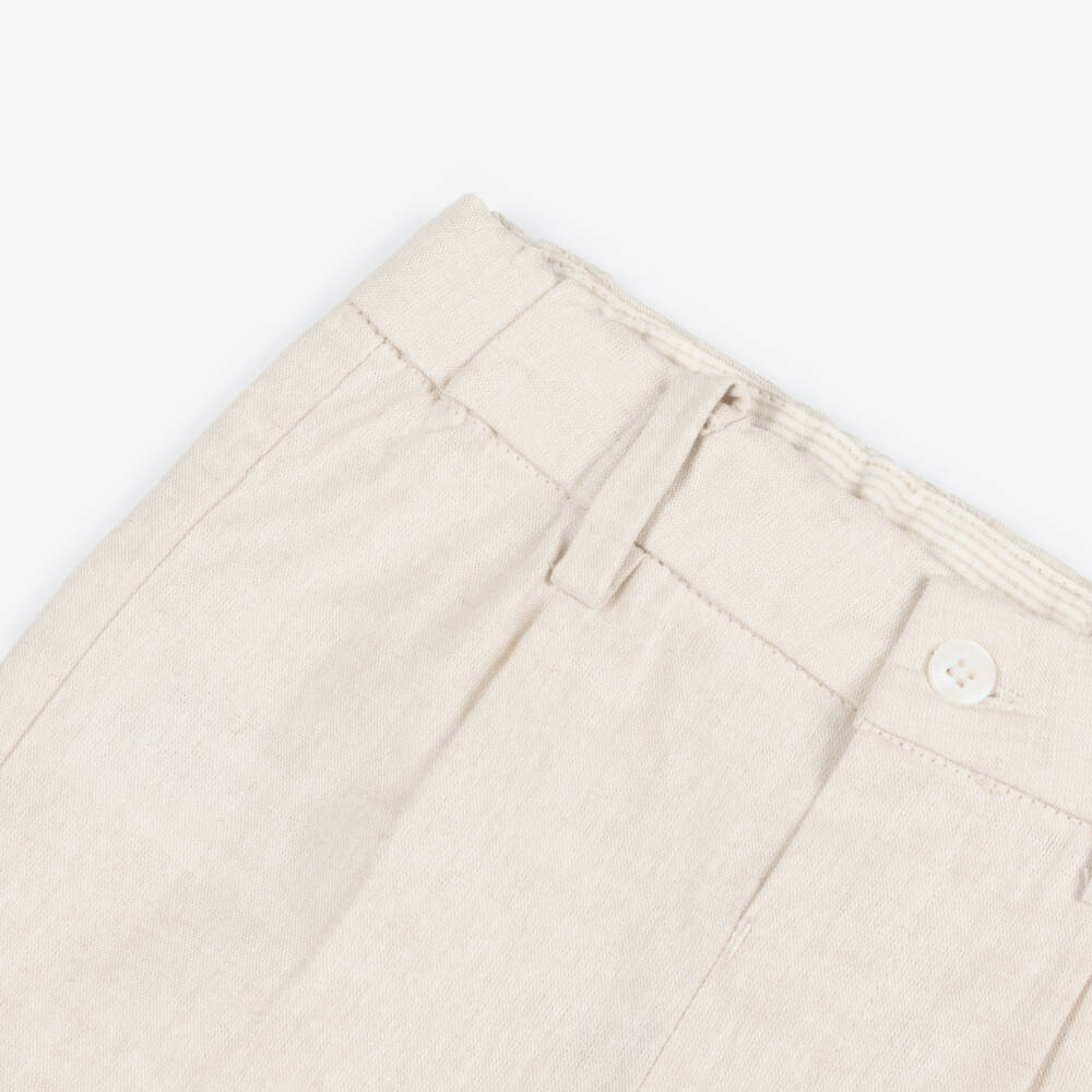 Mayoral-Бежевые брюки из хлопка и льна для мальчиков | Childrensalon