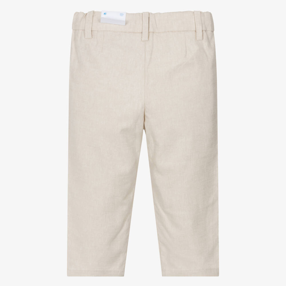 Mayoral-Бежевые брюки из хлопка и льна для мальчиков | Childrensalon