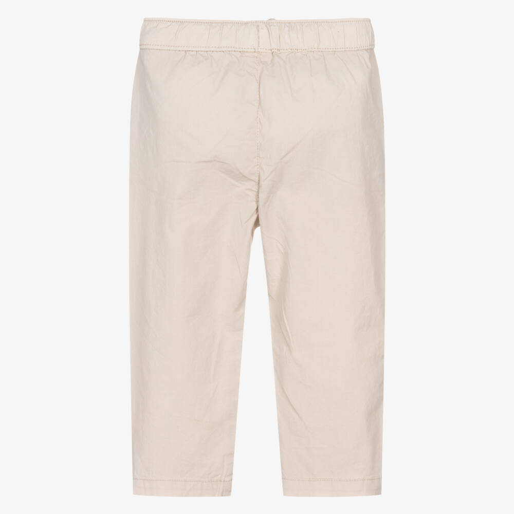 Mayoral-Boys Beige Cotton Regular Fit Trousers | Childrensalon