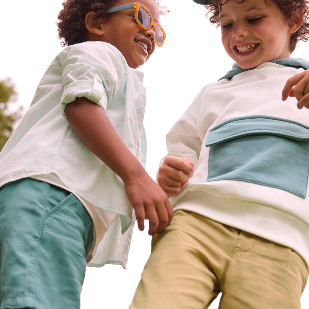 Mayoral-Boys Beige Cotton Relaxed Drawstring Chino Trousers | Childrensalon